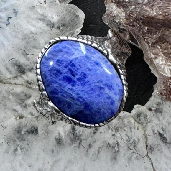 Carolyn Pollack Sterling Silver Oval Sodalite Double Eagle Unisex Ring Size 11 - Picture 1 of 10